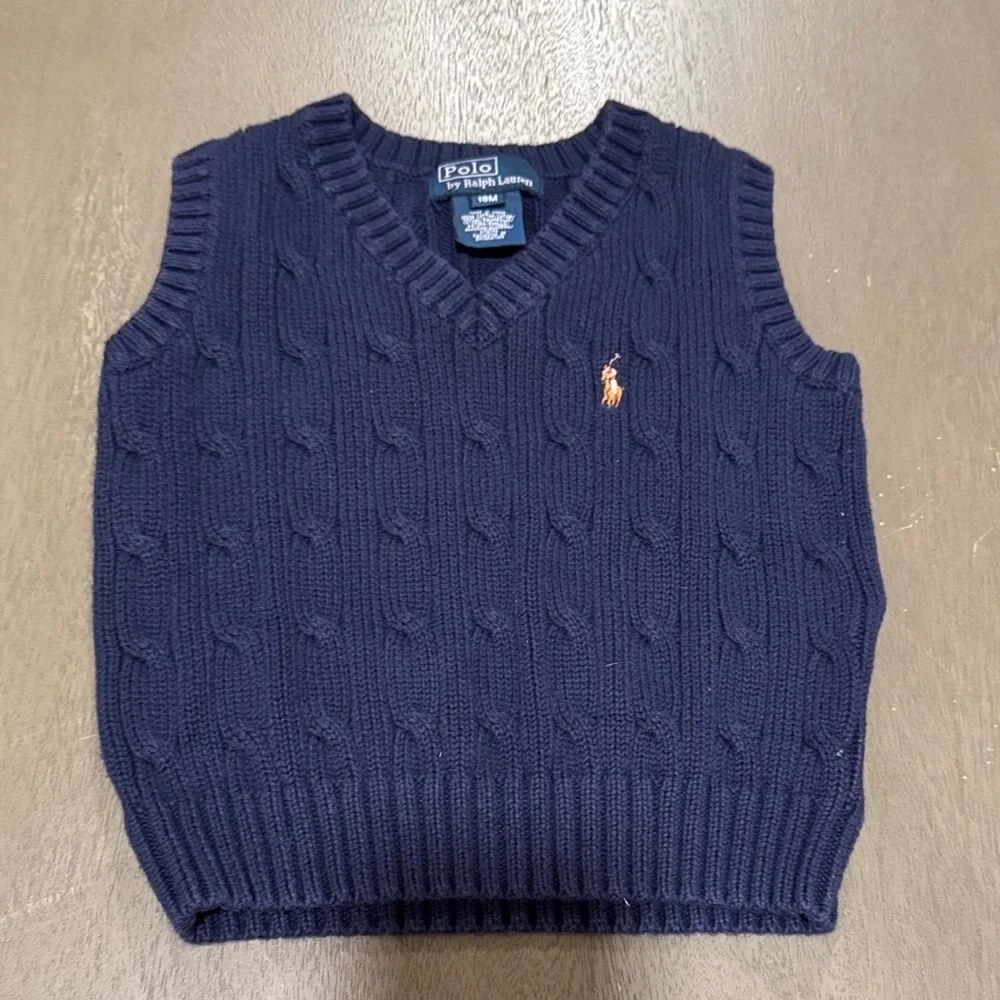 Polo Ralph Lauren Toddler Navy Knit Vest with Colored Polo Icon size 18M